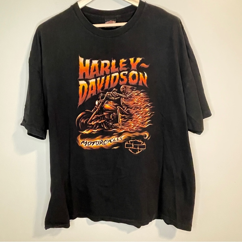 Harley-Davidson Black and Orange 2 sided Graphic Short Sleeve Tee 2017